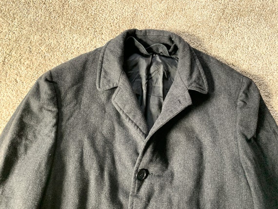 Vintage 50s South Clothing Dark Gray Herringbone … - image 1