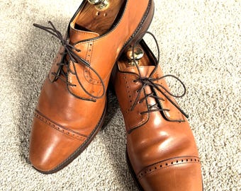 Vintage Allen Edmonds Clifton Tan Cap Toe Blucher Shoes 13B