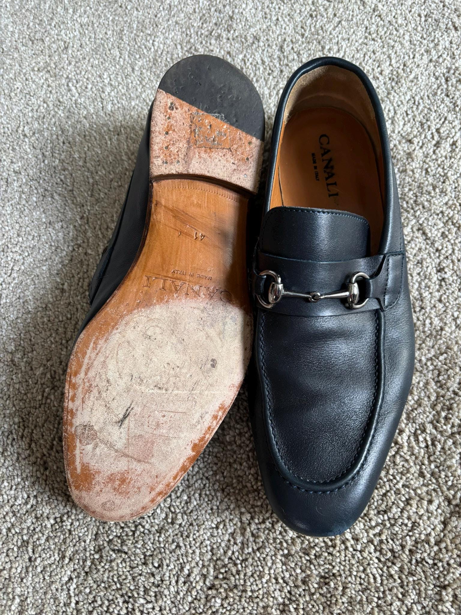 新しいヴィンテージ Canali ブルー ホースビット ローファー サイズ 41 