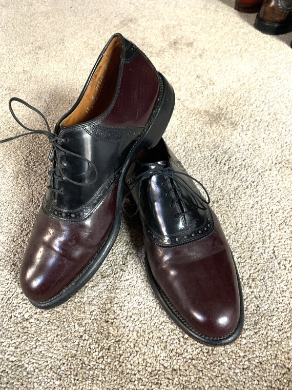 Vintage Allen Edmonds Shelton Burgundy and Black Saddle Shoes 11C Etsy
