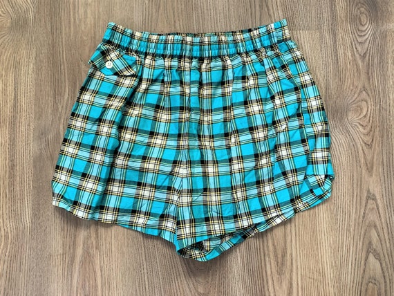 Vintage 50s Catalina Blue Plaid Bathing Suit 38