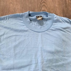 Deadstock Vintage 80s The Knits Light Blue Long Sleeve T Shirt XL