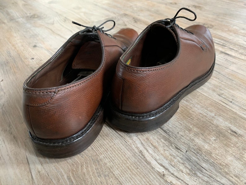Vintage 90s Florsheim Royal Imperial Tan Plain Toe Blucher Shoes 9D