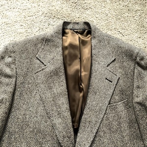 Vintage 70er Jahre Cricketeer Braun Herringbone Tweed Sport Jacke 40-42