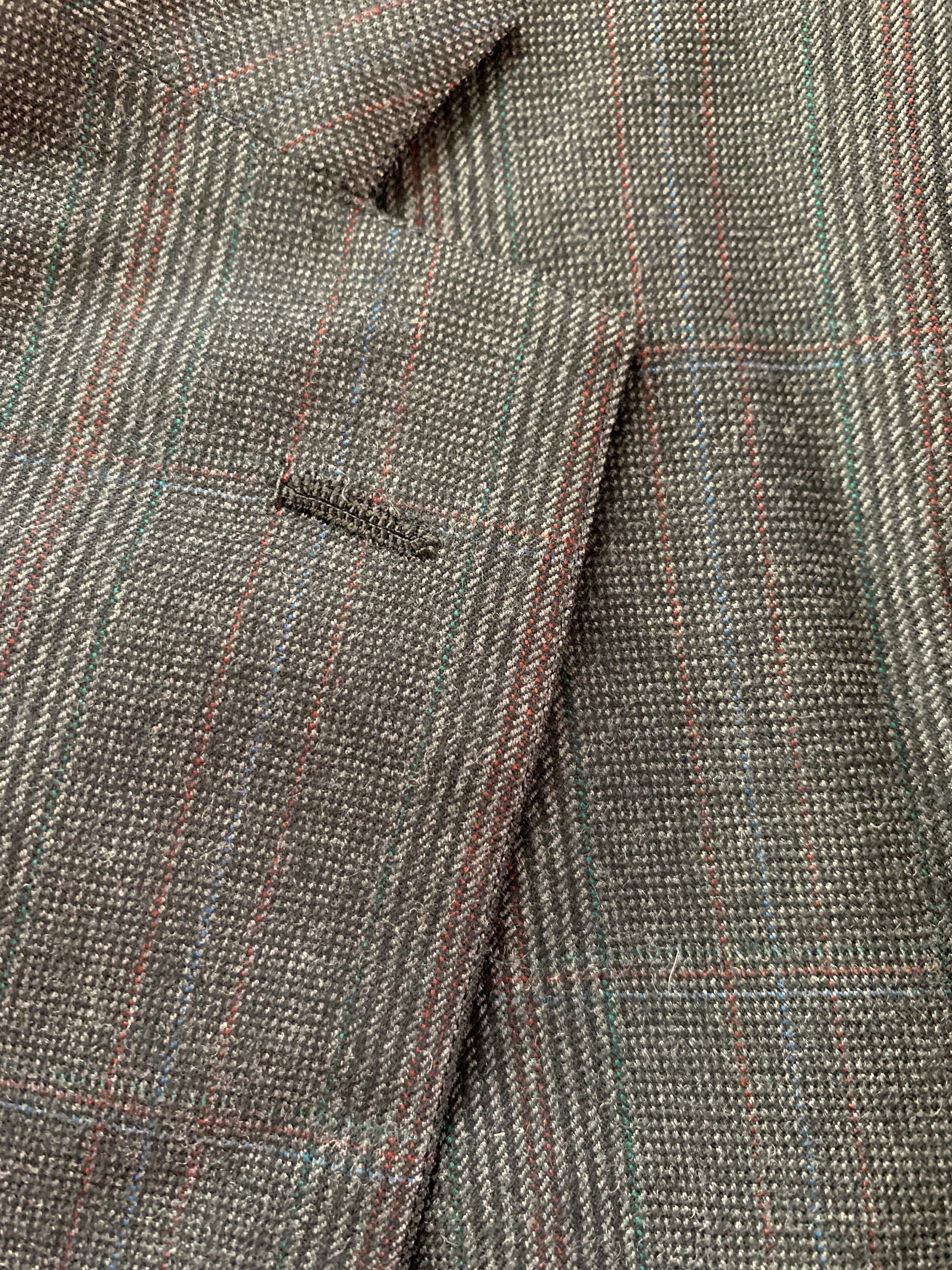 Vintage 80s Norman Hilton Dark Gray Multicolor Glen Plaid Flannel
