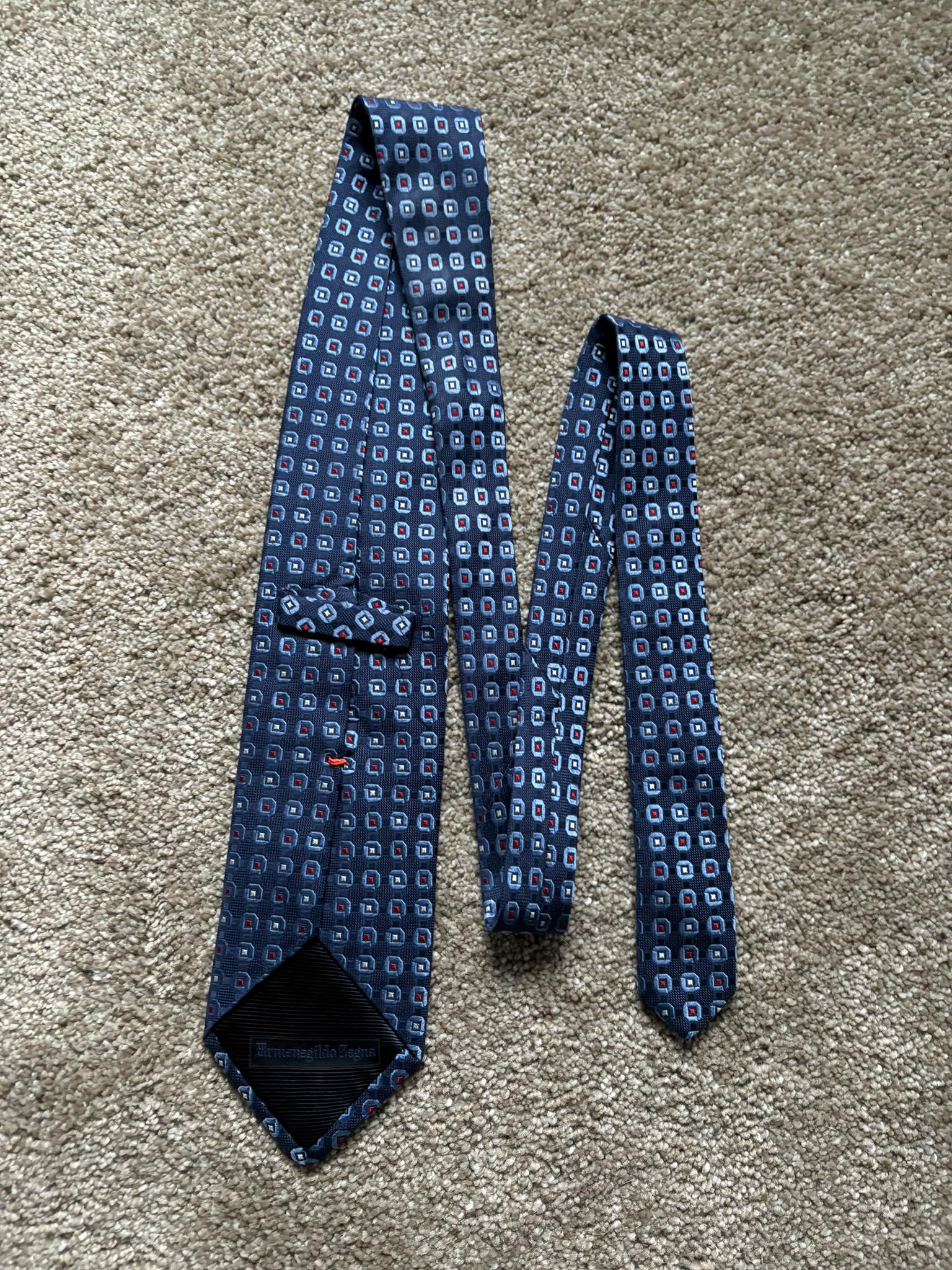 新品ヴィンテージ エルメネジルド ゼニア ブルー 幾何学模様 織り柄