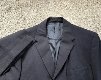 Vintage 60s Dated Richman Brothers Black Suit 39R, 32x30