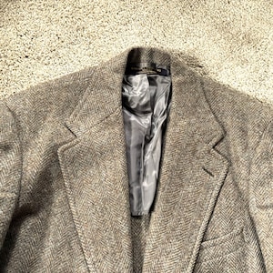 Vintage 70er Jahre Brooks Brothers Braun Blau Herringbone 3 Rolle 2 Tweed Sack Sport Mantel 41 ML