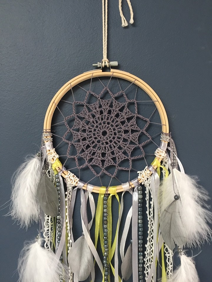 Attrape-Rêves Jaune Gris Blanc