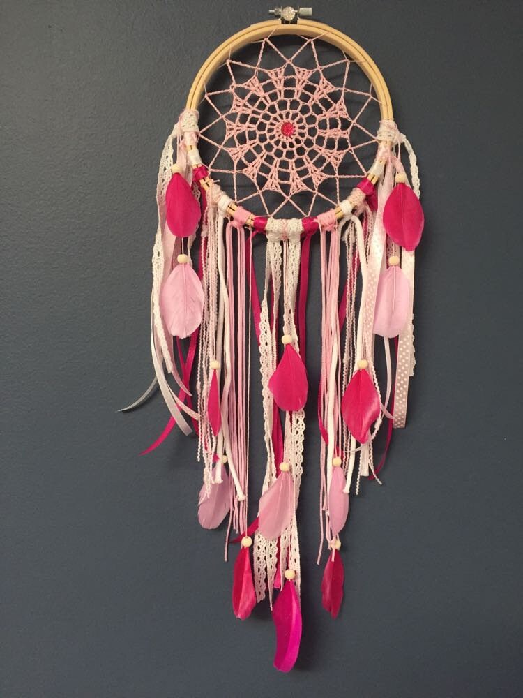 Attrape-Rêves Blanc Rose Pale Fushia
