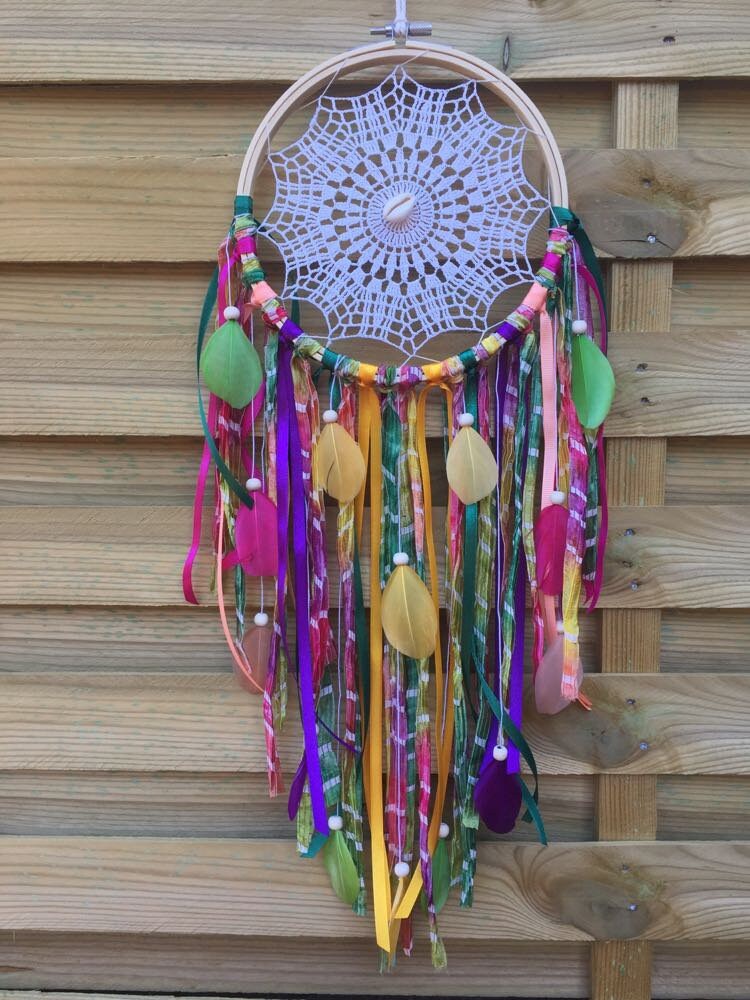 Attrape Rêves Coloré Broderie Crochet Fait Main