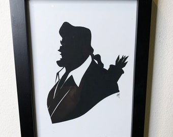 Gaston original hand-cut silhouette framed