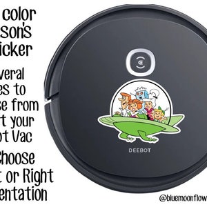 The Jetson Family in a Spaceship Color Sticker for your Robot Floor Vac | Roomba | iRobot | Bissell | Shark | Robot Vacuum Cleaner