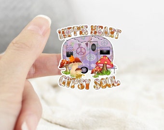 Hippie Heart Gypsy Soul Sticker, Water Bottle Sticker, Laptop Sticker, Aesthetic Decal, Notebook, Planner