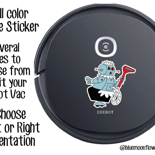 Full Color Rosie The Robot with a Vacuum Hose Sticker for your Robot Floor Vac | Roomba | iRobot | Bissell | Shark | Robot Vacuum Cleaner