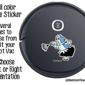 Full Color Rosie The Robot with a Feather Duster Sticker for your Robot Floor Vac | Roomba | iRobot | Bissell | Shark | Robot Vacuum Cleaner