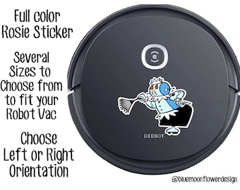 Full Color Rosie The Robot with a Feather Duster Sticker for your Robot Floor Vac | Roomba | iRobot | Bissell | Shark | Robot Vacuum Cleaner