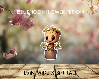 Baby Groot Sticker: Waterproof Sticker Paper for Laptop, Drink cups and more