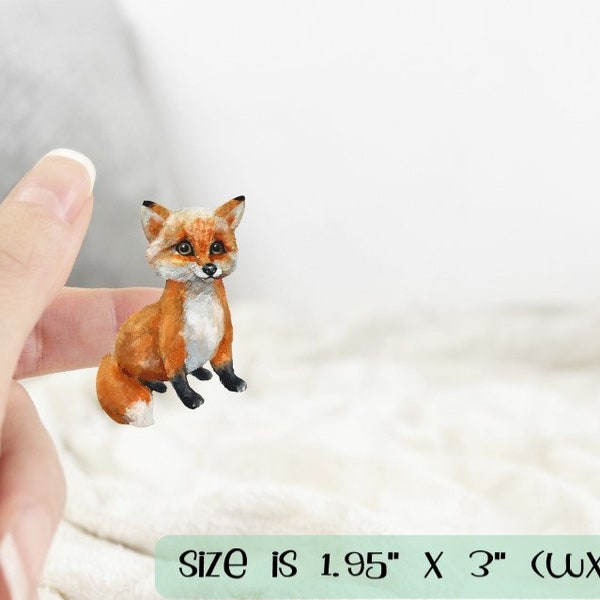 Adorable Fox Sticker, Size 1.95" x 3" (w x h), Planner Sticker, Hydro Flask, Laptop Sticker, Waterproof, Woodland Creature Sticker