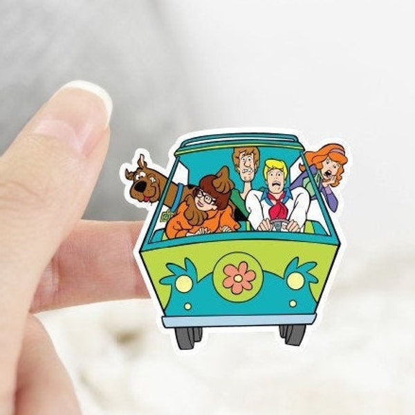 Scooby-doo and Friends in the Mystery Machine  Color Sticker | Planner Sticker | Water Bottle Sticker | Laptop Sticker | Size 3" x 2.93"