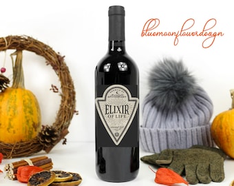 Elixir of Life Sticker: DIY Halloween Wine Bottle Label