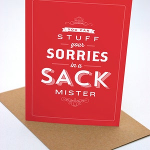 Farcir votre Sorries dans une citation de Seinfeld Sack - carte de voeux - carte excuses - pardon-