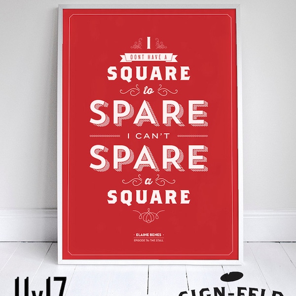 Spare a Square Poster - Seinfeld Quote Print - Vintage Retro Typography - Bathroom - 11 x 17 // 18 x 24 // 24 x 36
