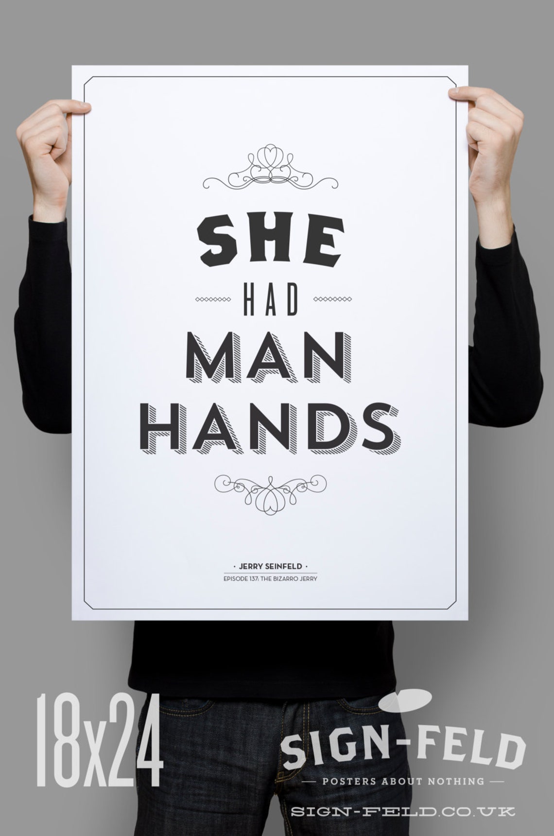 She Had Man Hands Poster Seinfeld Quote Print Vintage Etsy