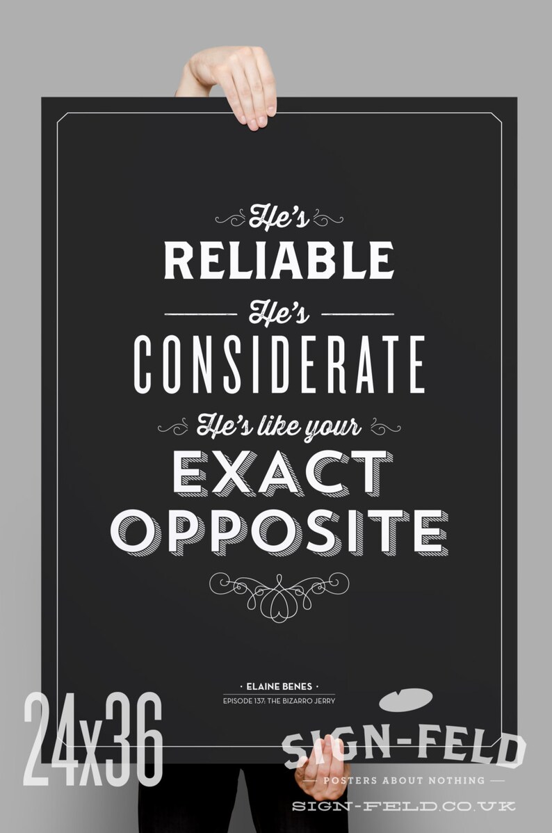 The Exact Opposite Poster 11x17 Seinfeld Quote Print Vintage Retro Typography image 4