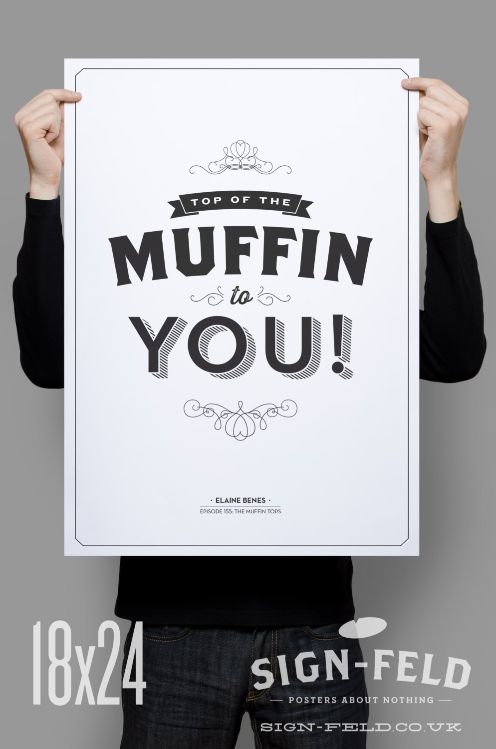 Top of the Muffin to You - Kitchen Poster - Seinfeld Elaine Quote - Home  Decor - 11 X 17 // 18 X 24 // 24 X 36 - Etsy, image size:994x1500