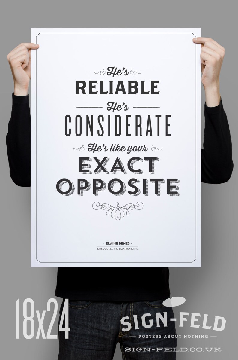 The Exact Opposite Poster 11x17 Seinfeld Quote Print Vintage Retro Typography image 3