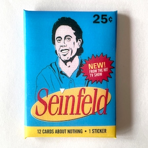 Seinfeld Vintage Style Wax Pack with 12 free bootleg collector cards and 1 sticker