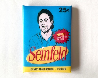 Seinfeld Vintage Style Wax Pack with 12 free bootleg collector cards and 1 sticker