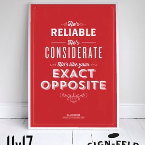 The Exact Opposite Poster 11x17 Seinfeld Quote Print Vintage Retro Typography image 1