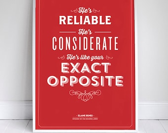The Exact Opposite Poster 11x17" - Seinfeld Quote Print - Vintage Retro Typography