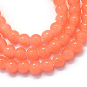 Z  Imitation Jade Glass Beads 5 Strand Round Lt Salmon 4mm  Hole 1mm 31 inch BP2