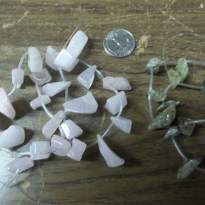 Bead Lot 12 strand chip rutalated & rose quartz, Unakite, Aventurine B003  E &lt;&gt;&lt;