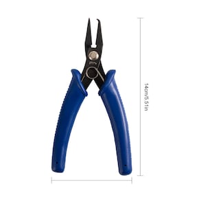 May include: Blue handled pliers with black metal jaws, 5.51 inches long.