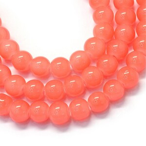 A  Faux Jade Glass Beads 5 Strand Round Lt Salmon 6.5mm  Hole 1mm 31 inch BPX