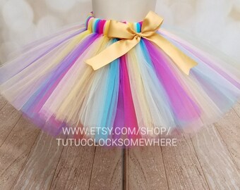 Easter Spring Plus Size Optional Bow Childrens Pastel Rainbow Tutu Adult Teens