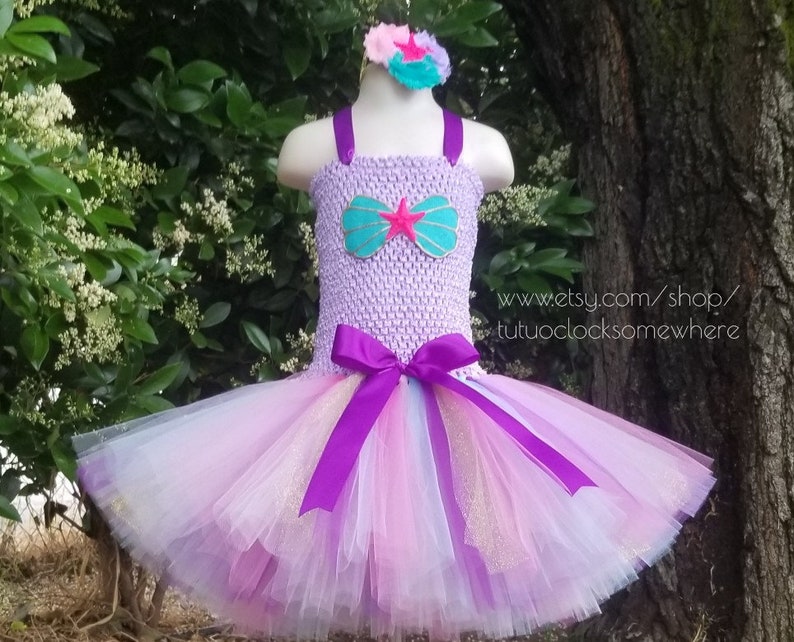Customizable 2-Piece Set Mermaid Tutu Dress Mermaid Headband First Birthday Party Cake Smash Under The Sea Halloween Baby Infant Toddler