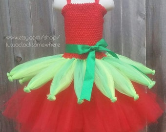 Strawberry Tutu Dress Strawberry Kiss First Birthday Party Birthday Outfit Halloween Costume Cake Smash Baby Infant Toddler Girl