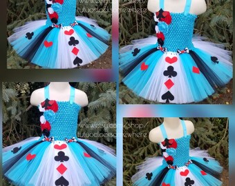 Alice Tutu Dress ONEderland Alice In Wonderland Queen Of Hearts First Birthday Party Outfit Halloween Costume Baby Infant Toddler Girl