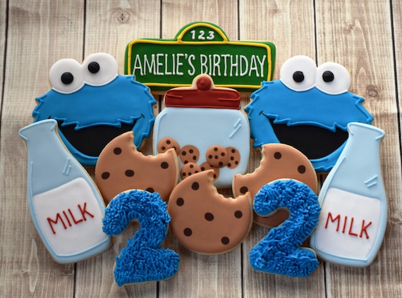 Sesame Street Cookies Cookie Monster Cookies Birthday Etsy