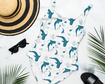 Whale Shark One-Piece Swimsuit: Tropical Beach Swimwear