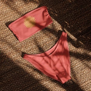Give Me That Sunshine Tube Top Bikini | Coral Sun Bandeau Bikini | Comfy Coconut | Coconut Girl | Strapless Bikini