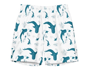 Whale Shark Swim Trunks: Recycled Polyester Beach Board Shorts