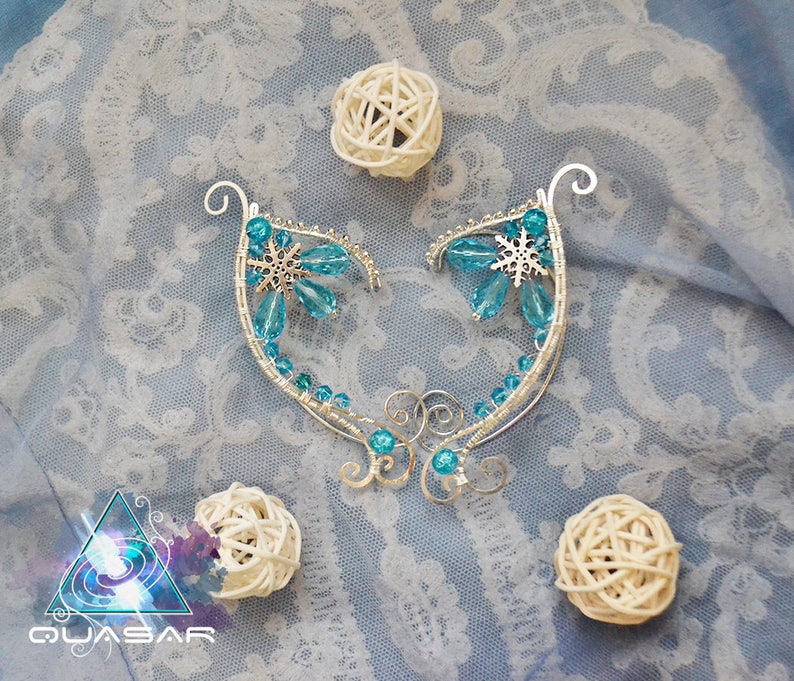 wire ear cuff Christmas ear cuffs fairy ear cuff elf ears winter jewelry xmas jewelry Xmas Elven ears Winter Elf lotr no piercing