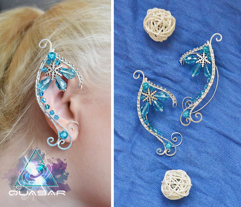 wire ear cuff Christmas ear cuffs fairy ear cuff elf ears winter jewelry xmas jewelry Xmas Elven ears Winter Elf lotr no piercing