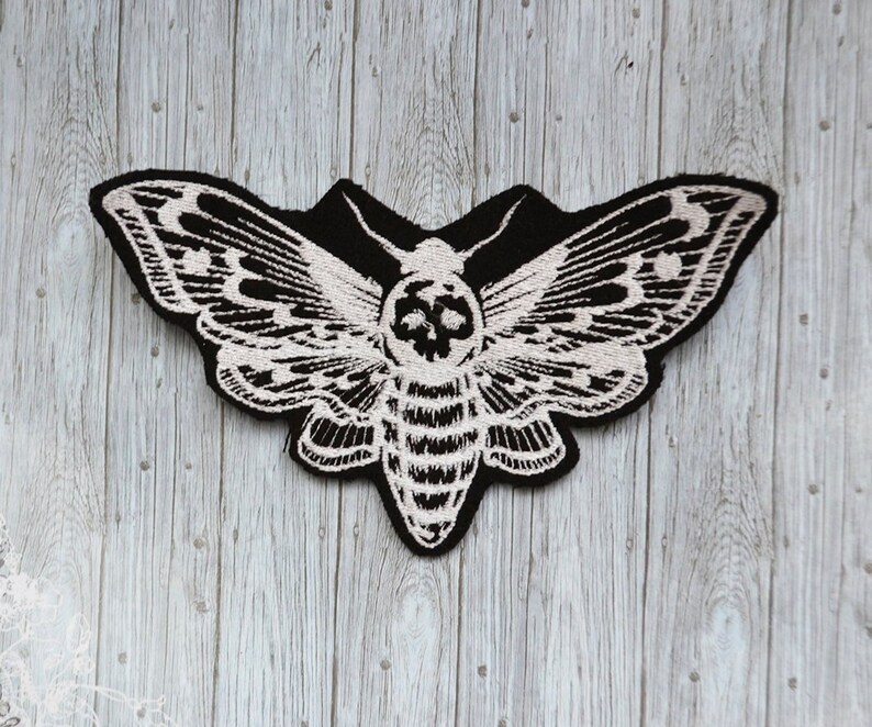 applique embroidered patches dead hawk moth patch Butterfly hawk moth Embroidery Patch gothic butterfly black
